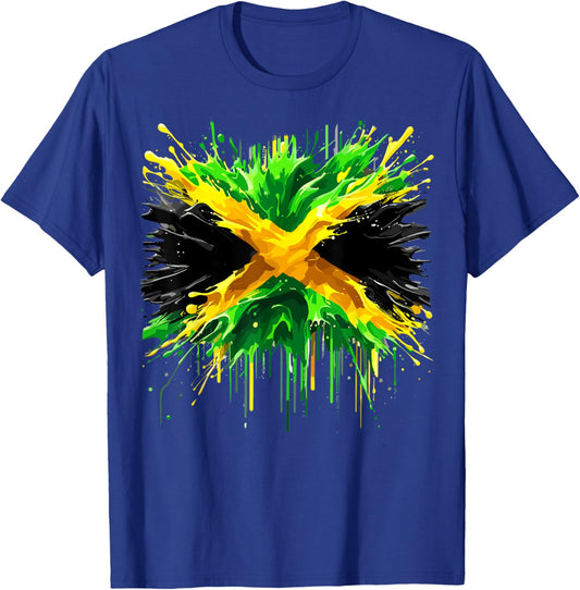Jamaican Flag Splash Jamaica T-Shirt - T-Shirt | Royal