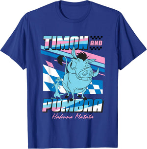 Disney The Lion King Timon and Pumbaa Retro Racing T-Shirt - T-Shirt | Royal
