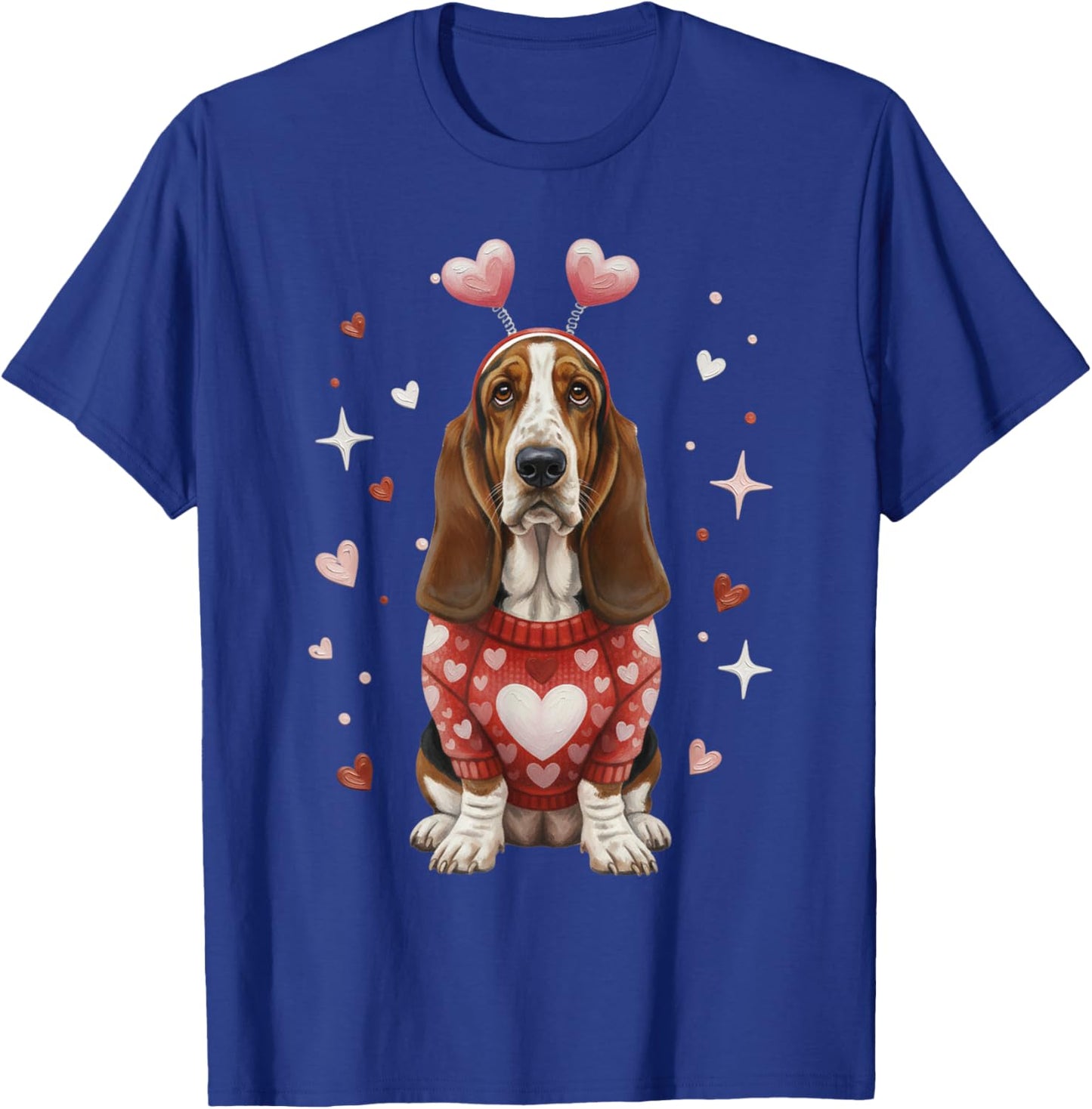 Cute Basset Hound Valentine Heart Valentines Day T-Shirt - T-Shirt | Royal