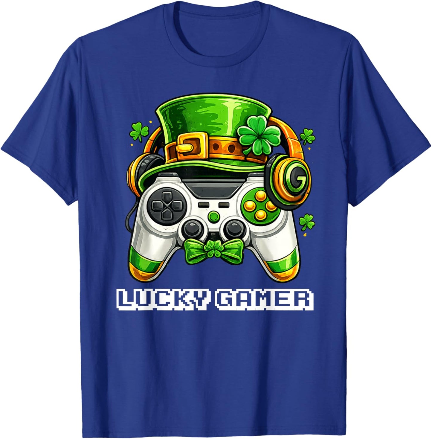 Lucky Gamer St Patricks Day Game Controller Boys Kids T-Shirt - T-Shirt | Royal