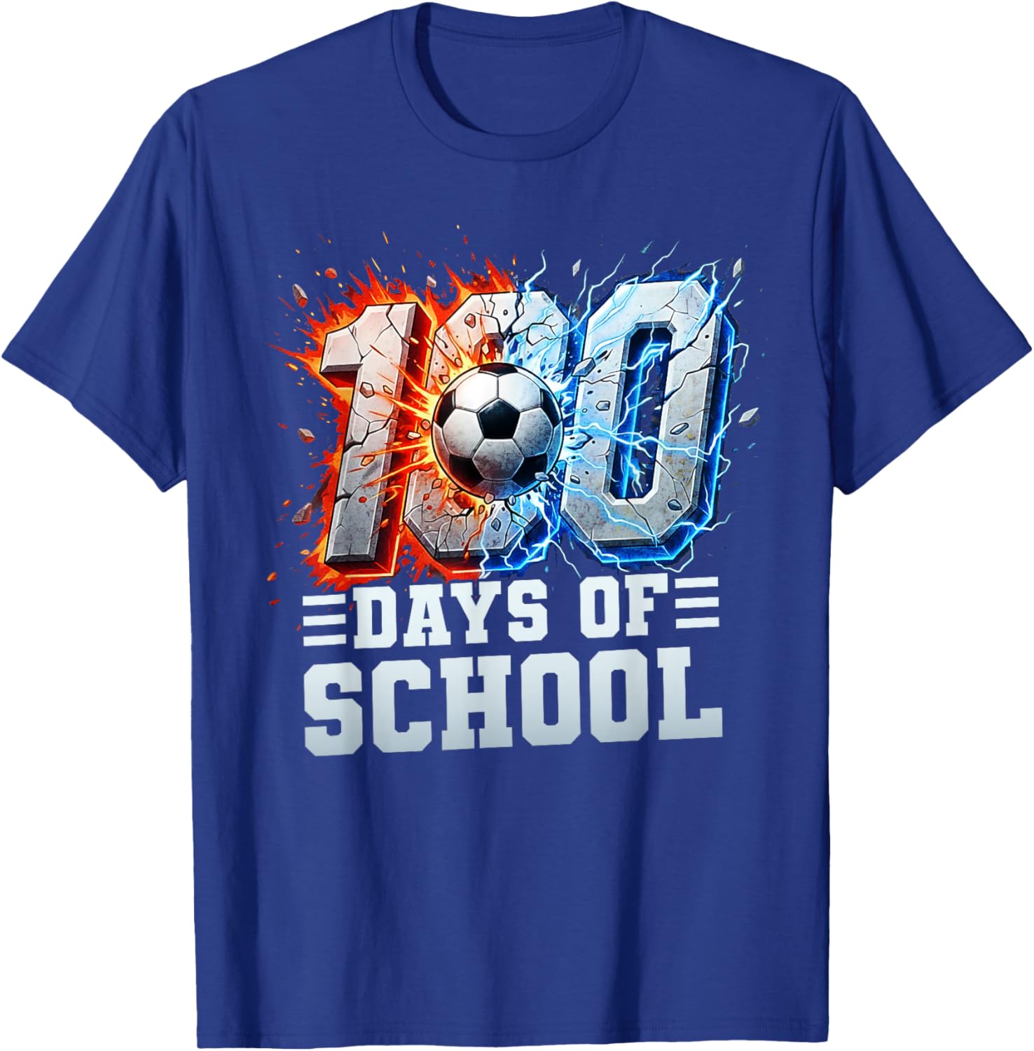 100th Day of School Soccer 100 Days of School Boys Kids T-Shirt - T-Shirt | Royal