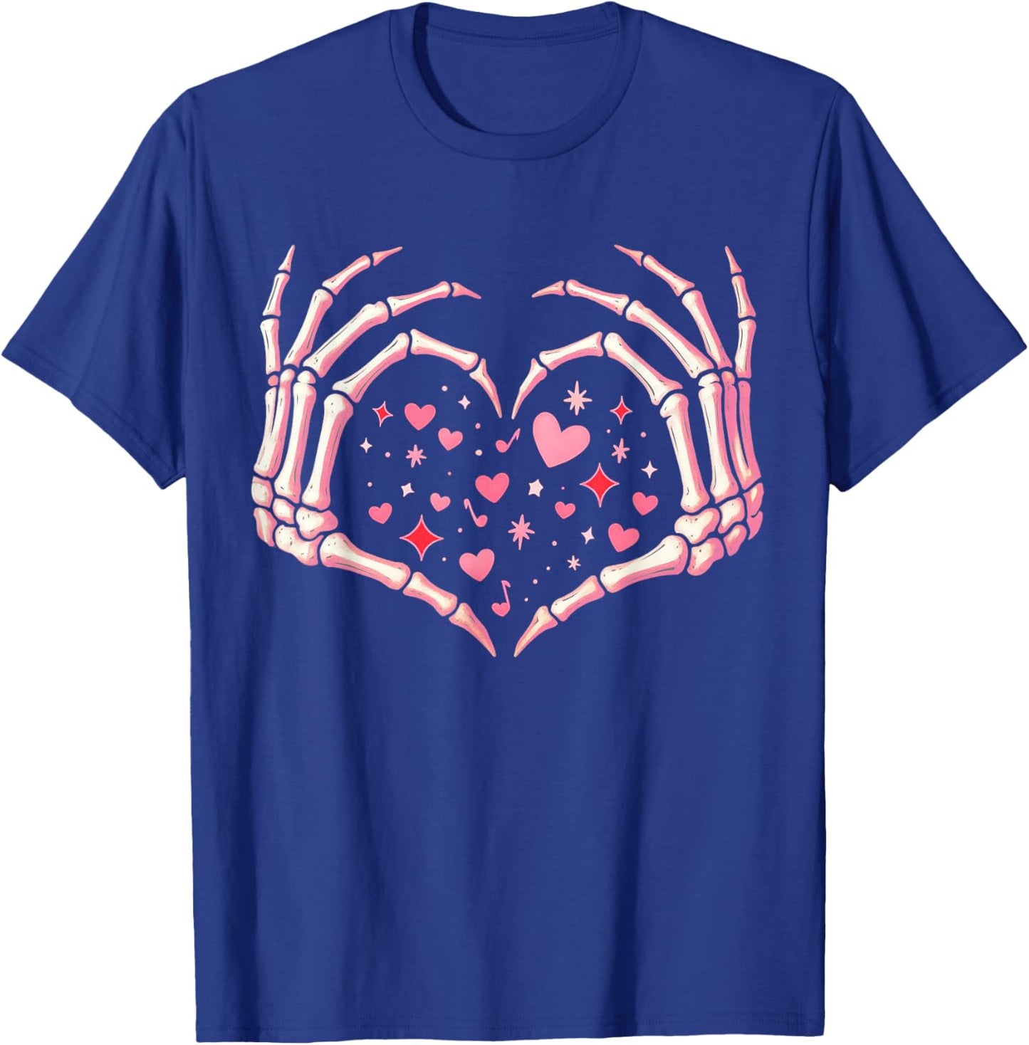 Valentines Day Skeleton Hand Heart Funny Men Women Kids T-Shirt - T-Shirt | Royal