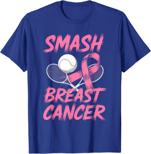 Smash Breast Cancer Awareness Tennis T-Shirt - T-Shirt | Royal
