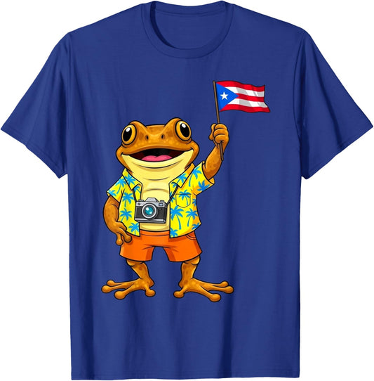 Funny Coqui Frog Puerto Rico Flag Boricua Puerto Rican Taino T-Shirt - T-Shirt | Royal