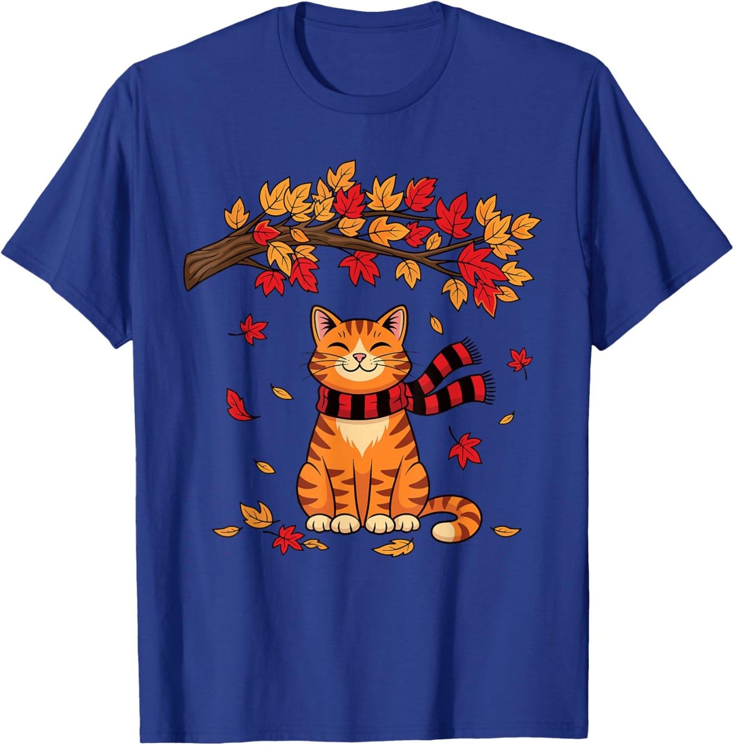 Cute Cat Leaf Fall Autumn Cat Thanksgiving It’s Fall Y’All T-Shirt - T-Shirt | Royal