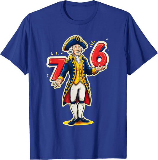 6-7 7-6 George Washington Shirt Six Seven American Design T-Shirt - T-Shirt | Royal