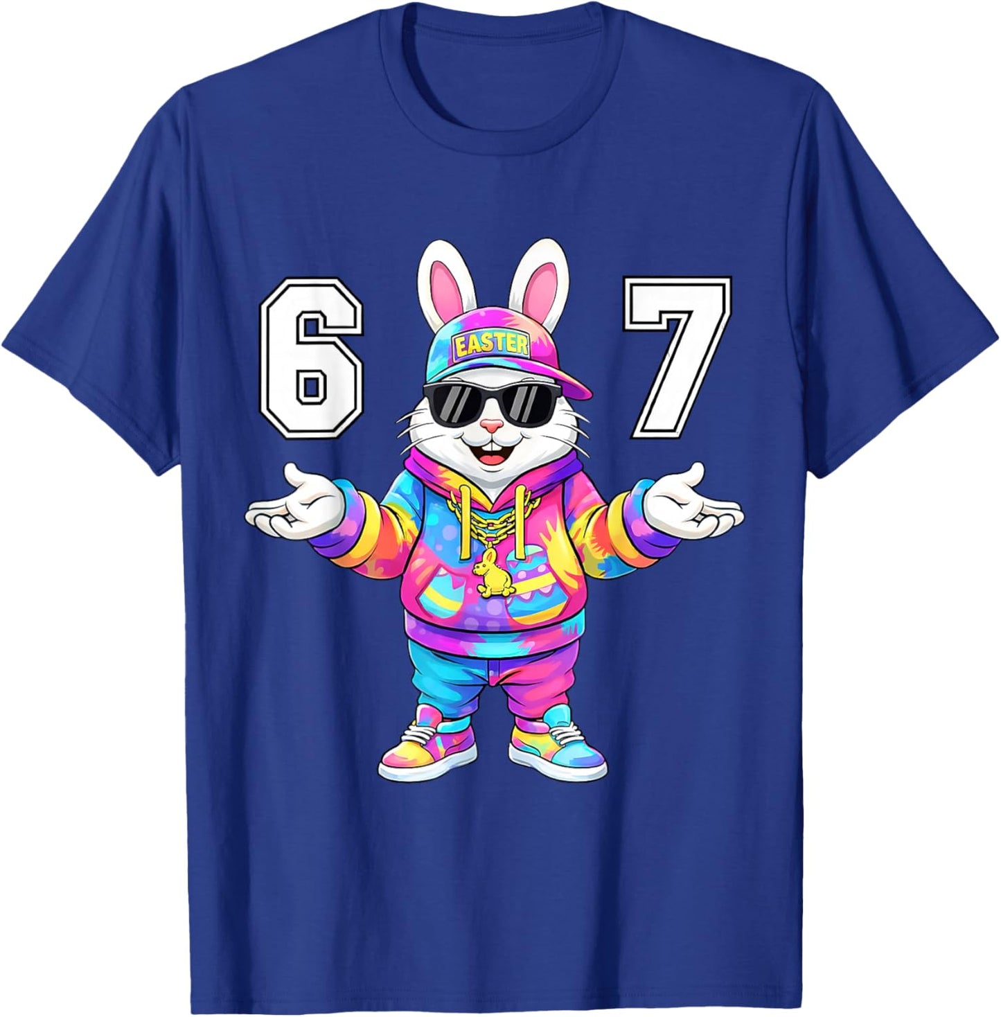 67 Six Seven Bunny Tie Dye Easter Day 67 Meme Men Boys Kids T-Shirt - T-Shirt | Royal