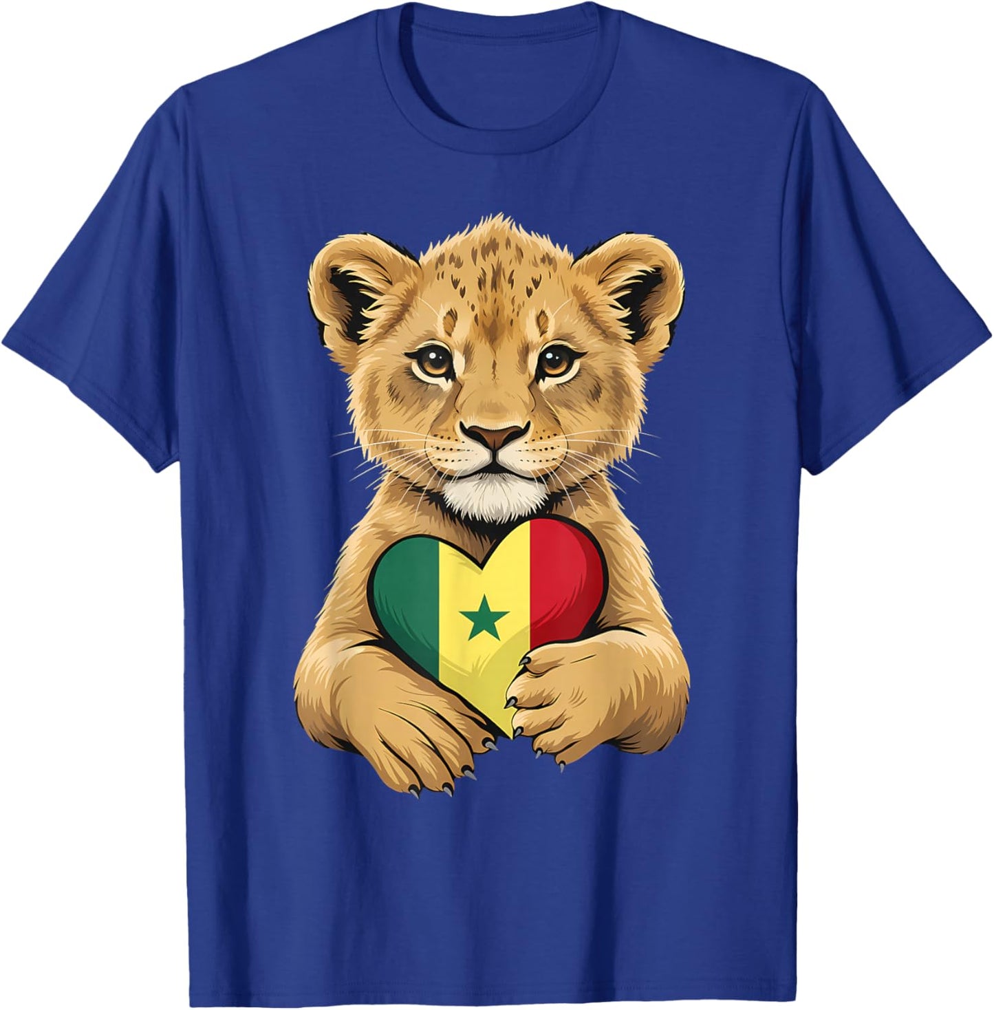 Senegal Roots Lion Heart Senegalese Flag T-Shirt - T-Shirt | Royal