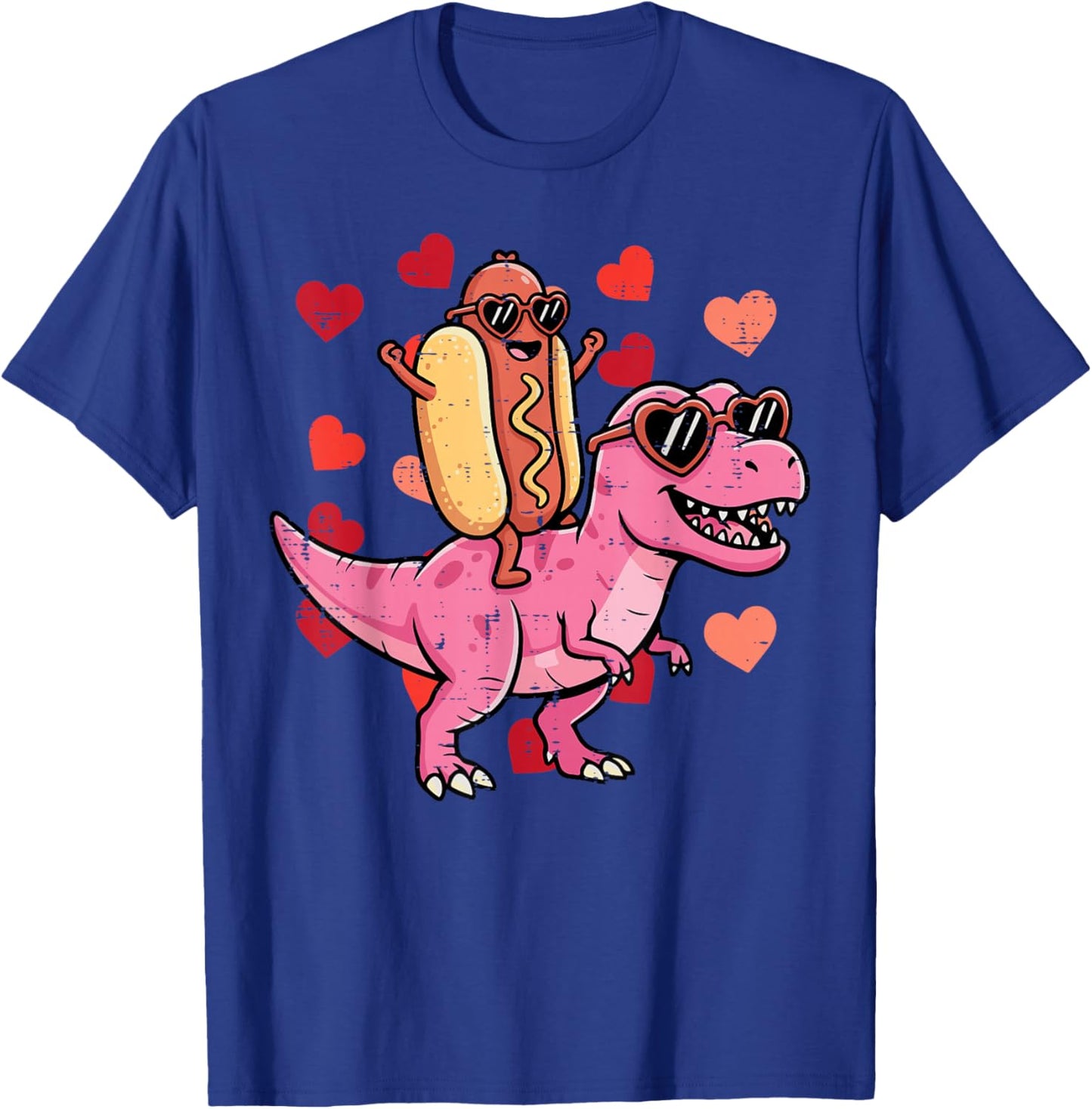 Hotdog Trex Dino Valentines Day Kids Toddler Boys Youth T-Shirt - T-Shirt | Royal