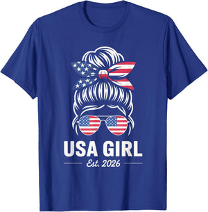 Us Citizen Est 2026 New Citizenship American USA Girl 2026 T-Shirt - T-Shirt | Royal
