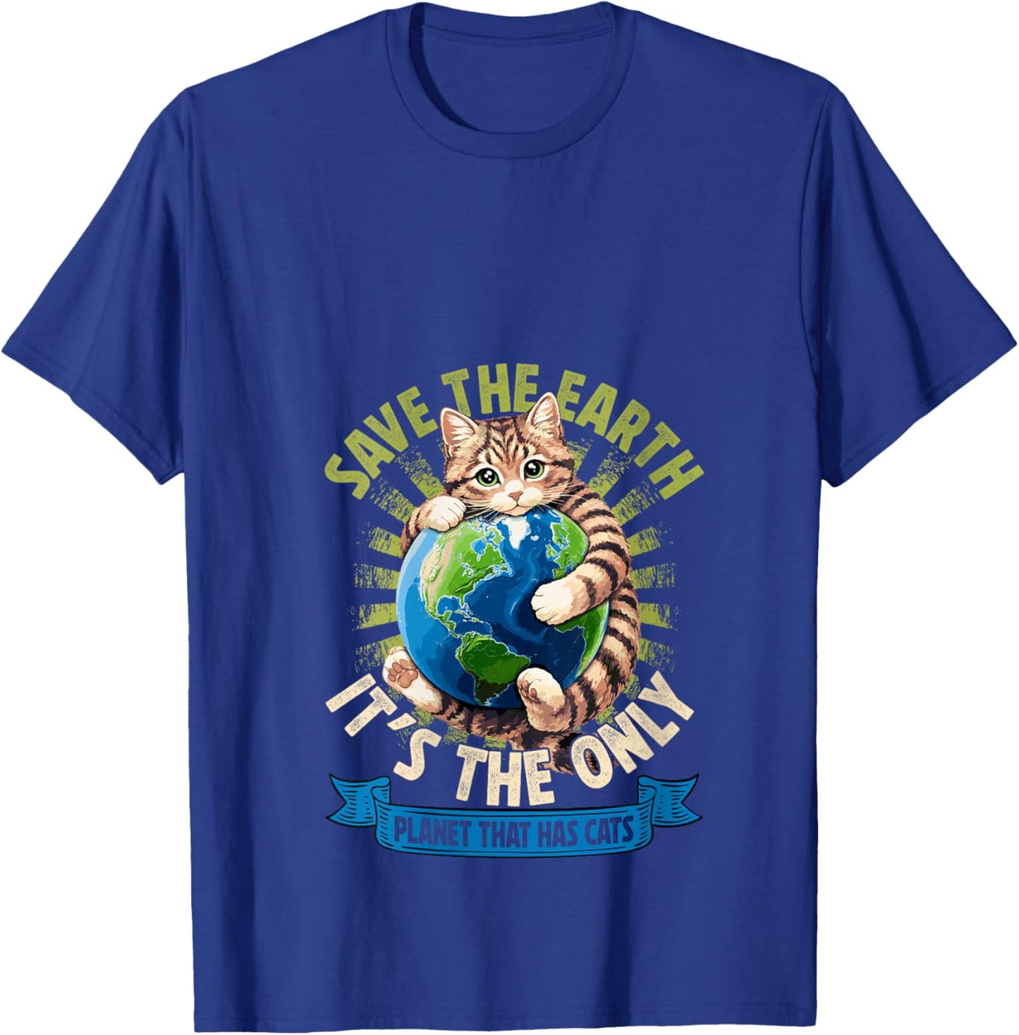 Women's Save The Earth Has Cats Earth Day Cat Lovers Kid Boy Girl V-Neck T-Shirt - T-Shirt | Royal