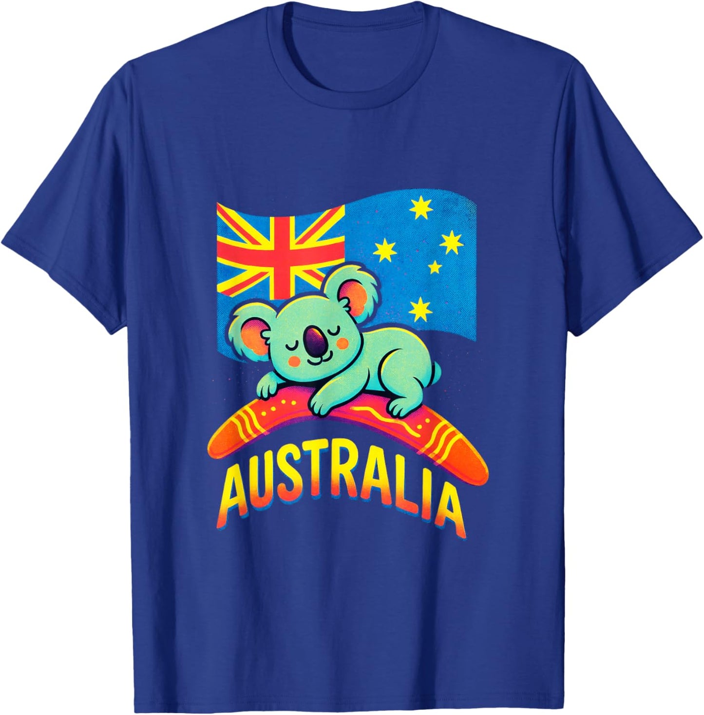 Australia - Koala, Flag, Art T-Shirt - T-Shirt | Royal