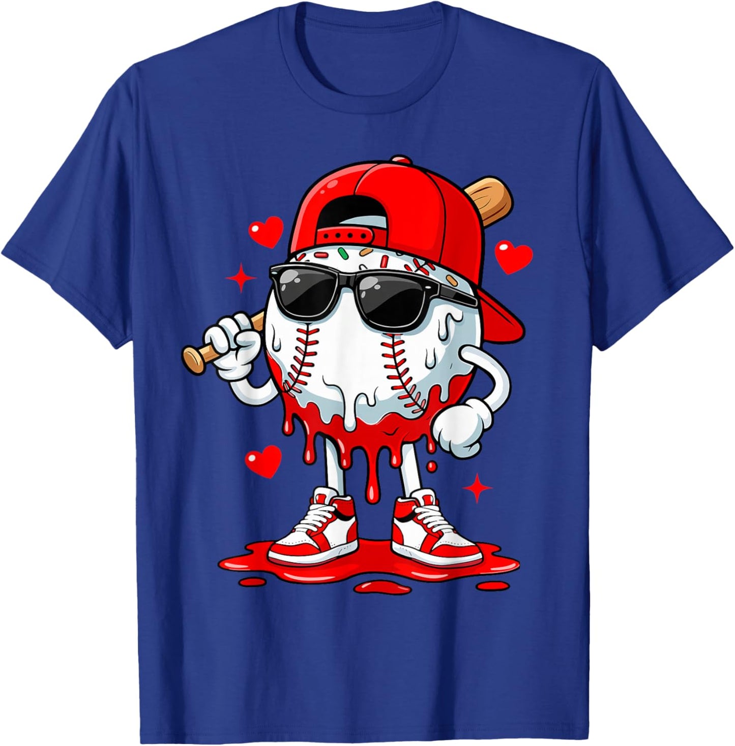 Baseball Drip Ice Cream Sunglasses Boys Youth Kids Valentine T-Shirt - T-Shirt | Royal