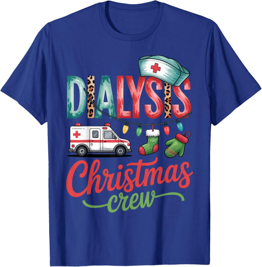 Dialysis Christmas Crew for Healthcare Workers Holiday T-Shirt - T-Shirt | Royal