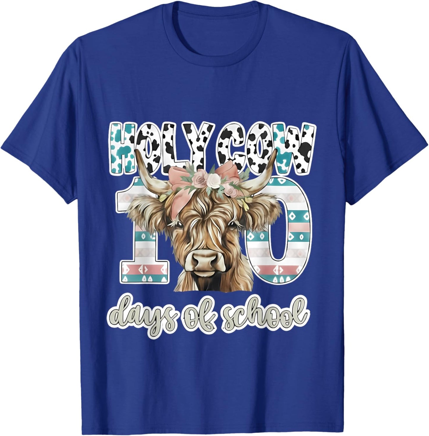 Holy Cow 100 Days of School 100th Day Smarter Teacher Kids T-Shirt - T-Shirt | Royal