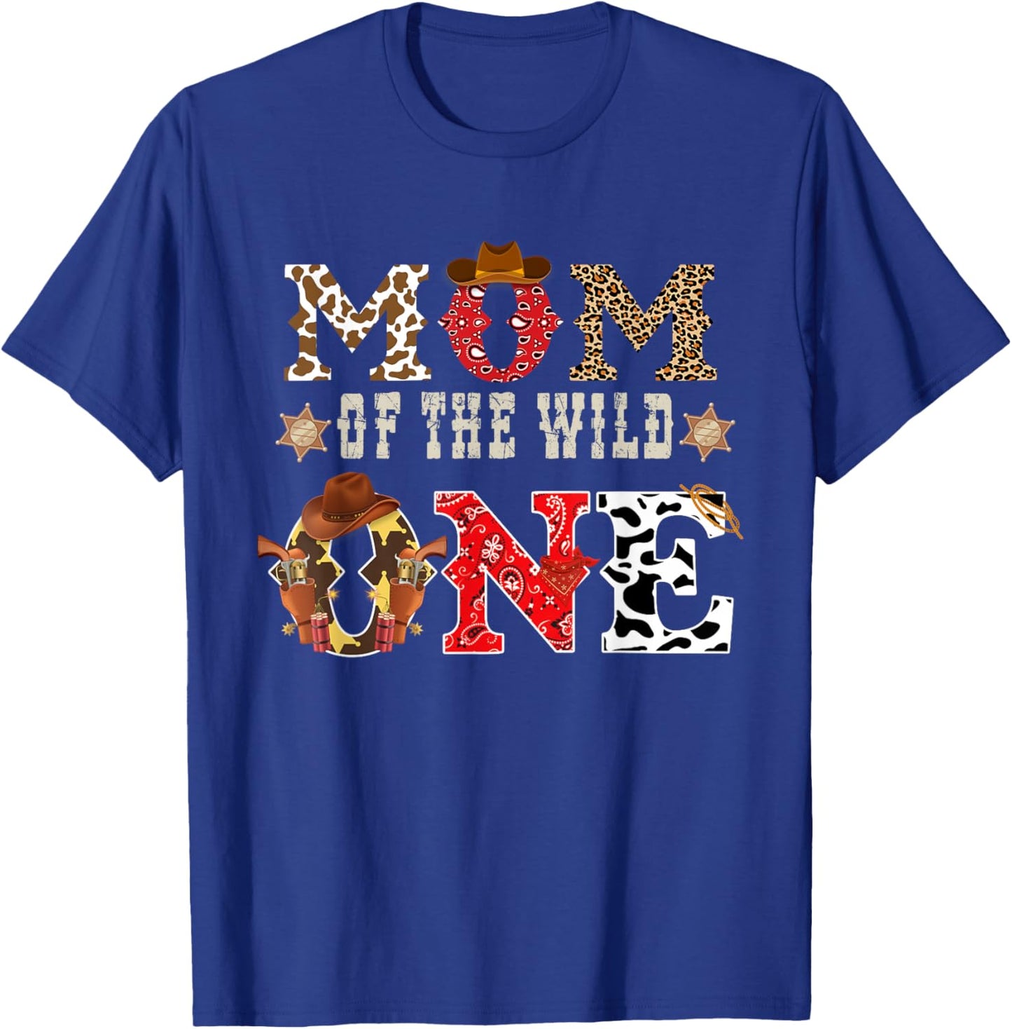 Mom of The Wild One Cowboy Western Rodeo Party Matching T-Shirt - T-Shirt | Royal