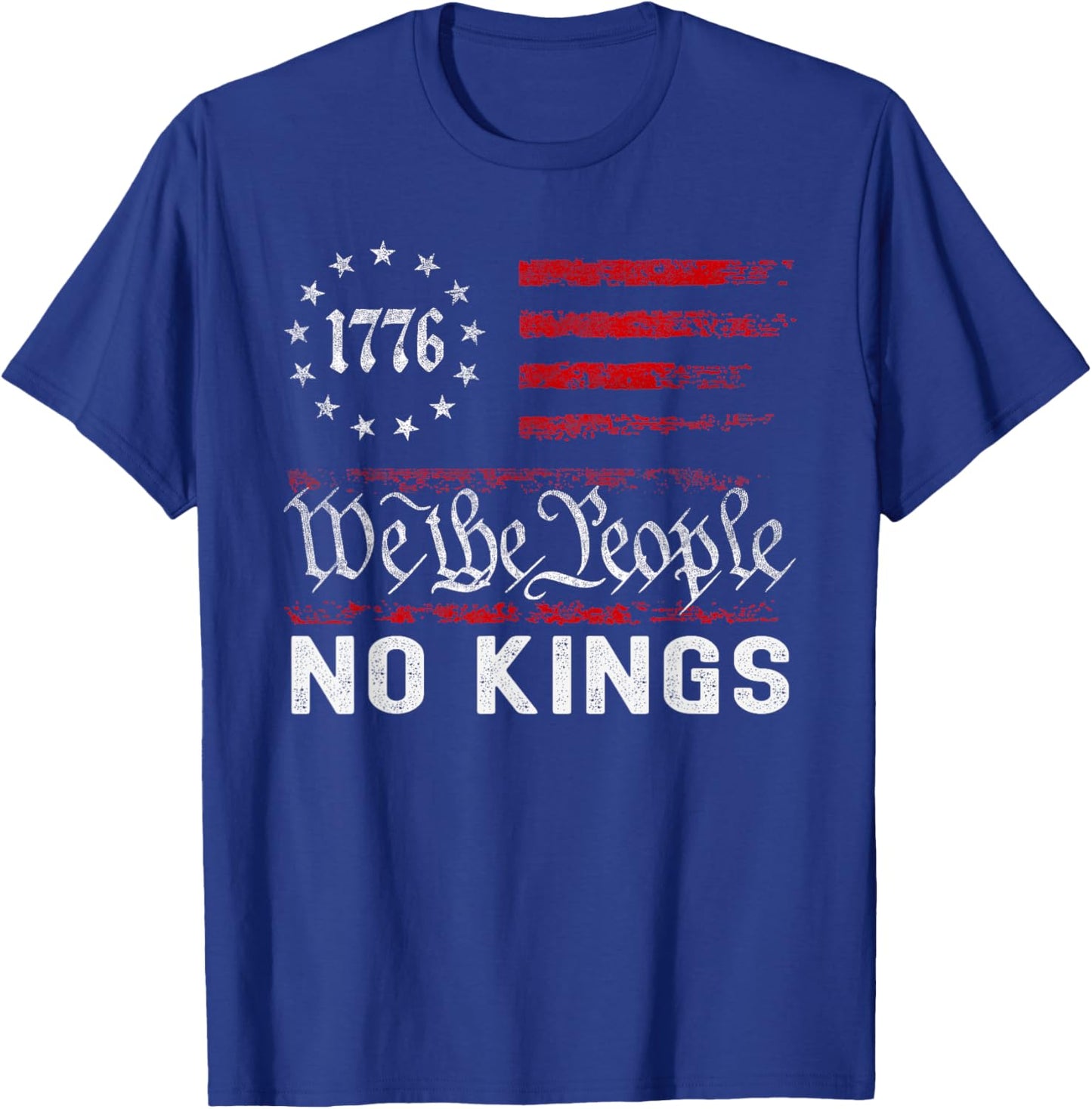 No Kings in America US Flag Vintage T-Shirt - T-Shirt | Royal