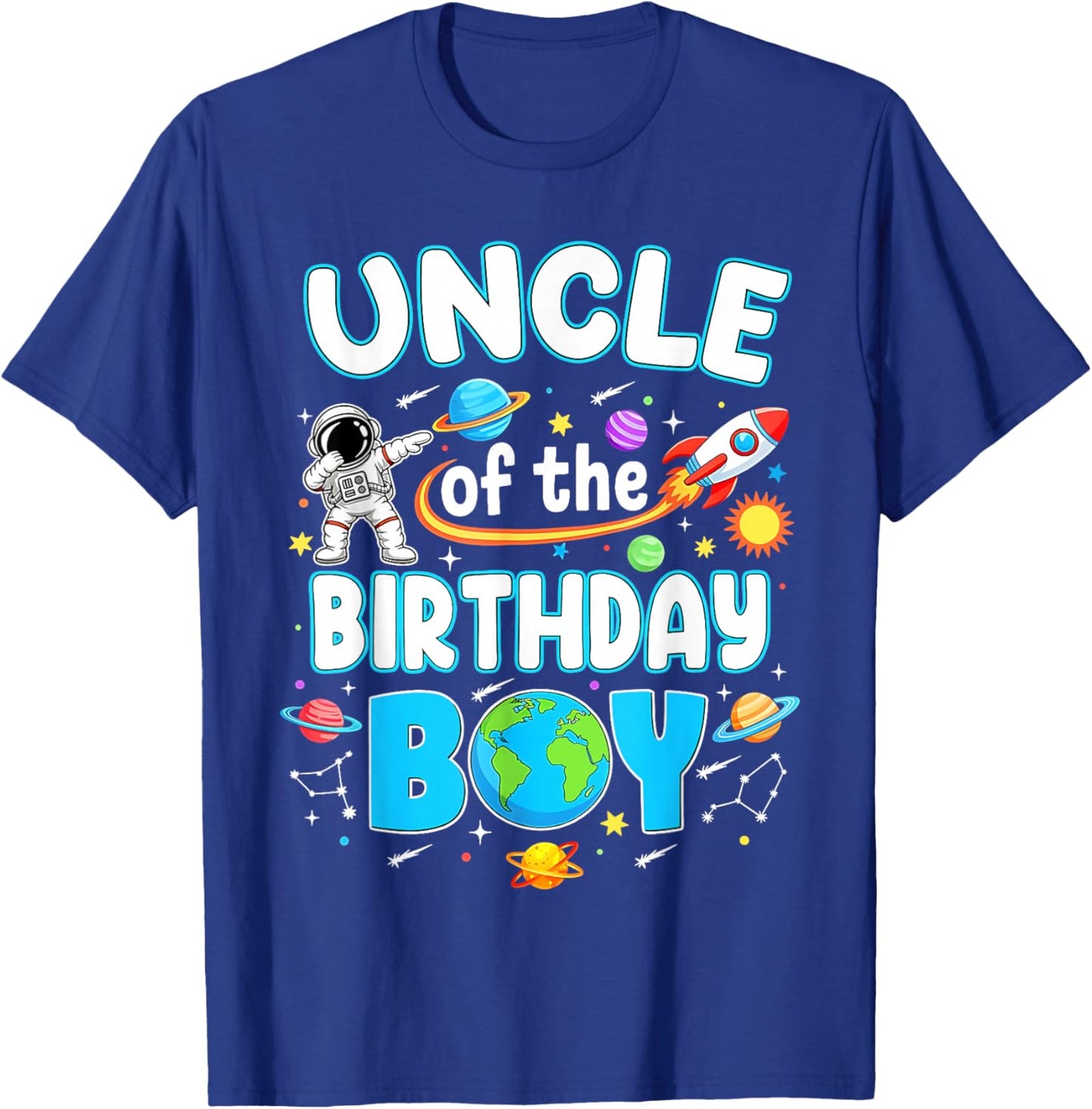 Uncle of The Birthday Boy Astronaut Family Space Planets T-Shirt - T-Shirt | Royal