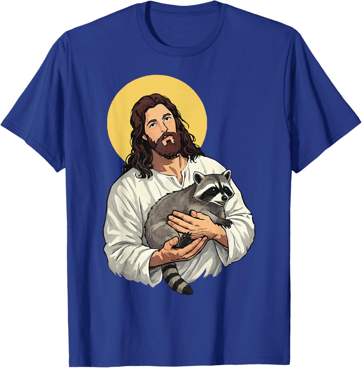 Jesus Holding Raccoon T-Shirt - T-Shirt | Royal