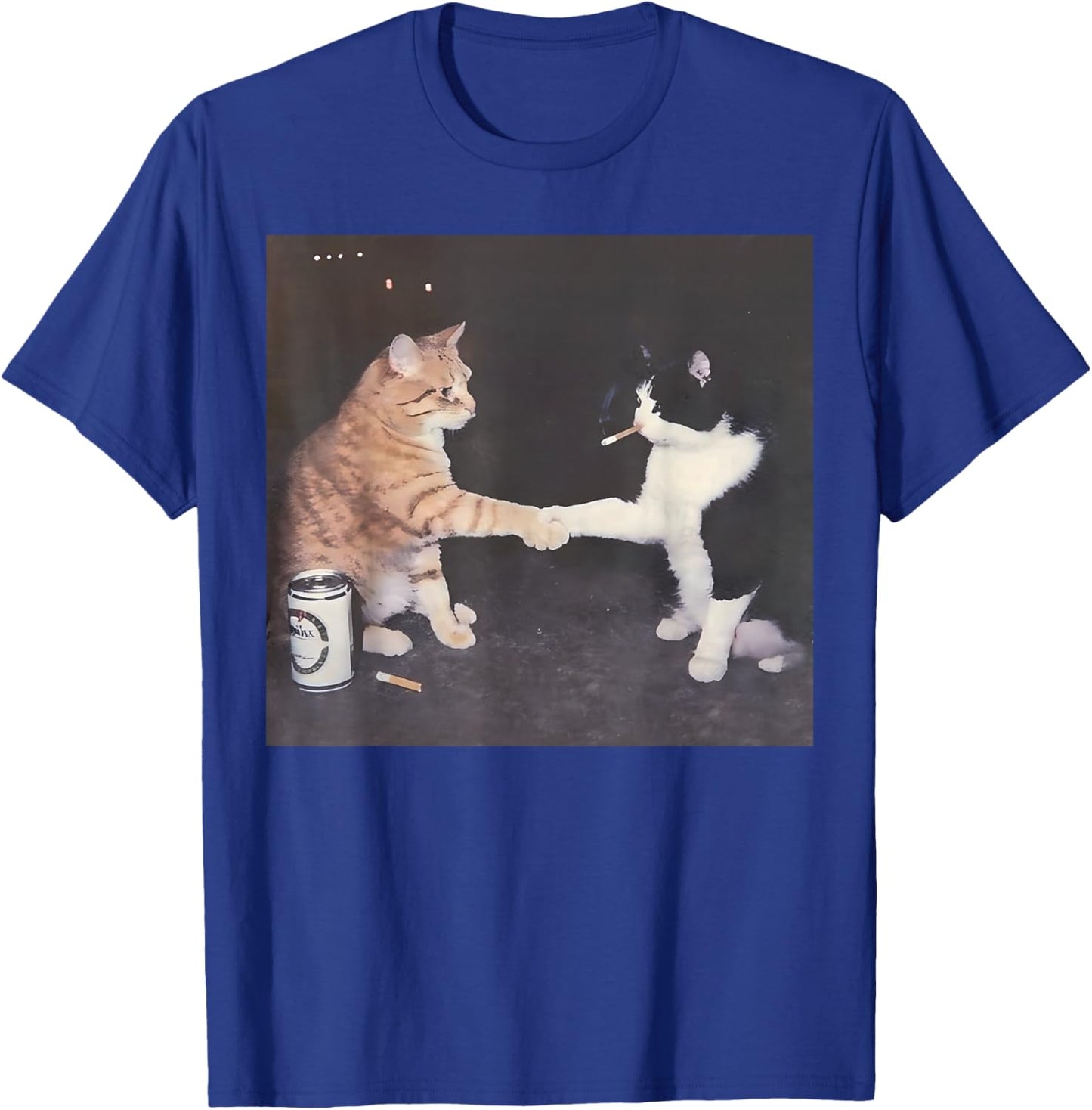 Funny Cigarette Smoking Cat Vintage Cat Meme T-Shirt - T-Shirt | Royal