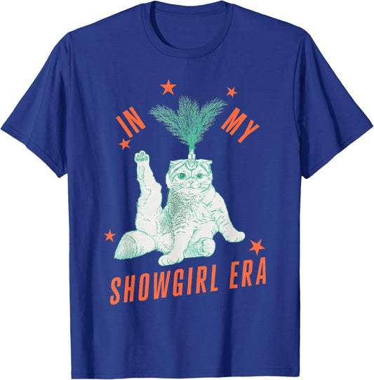 Funny Cat in Showgirl Costume Retro Humor T-Shirt - T-Shirt | Royal