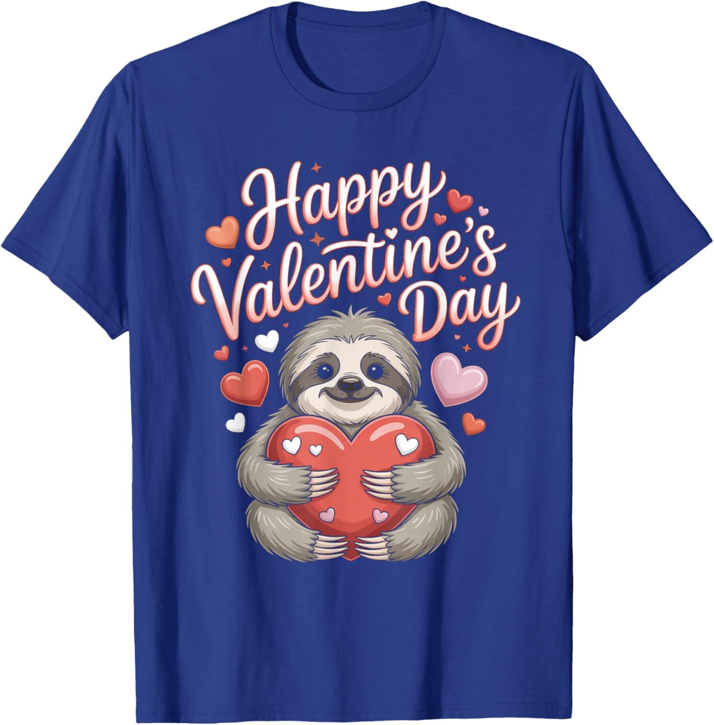 Happy Valentine’s Day Cute Sloth with Heart T-Shirt - T-Shirt | Royal