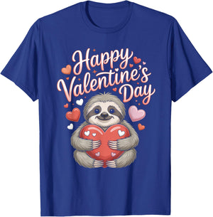 Happy Valentine’s Day Cute Sloth with Heart T-Shirt - T-Shirt | Royal