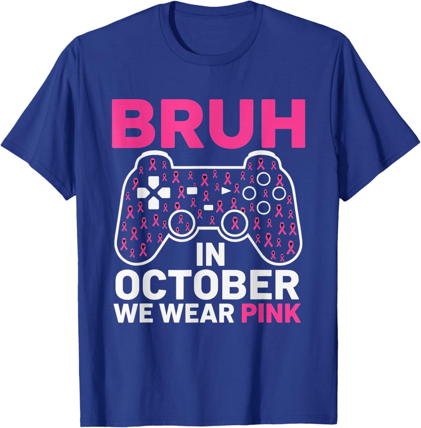 Bruh in October Wear Pink Breast Cancer Awareness Kids Boys T-Shirt - T-Shirt | Royal