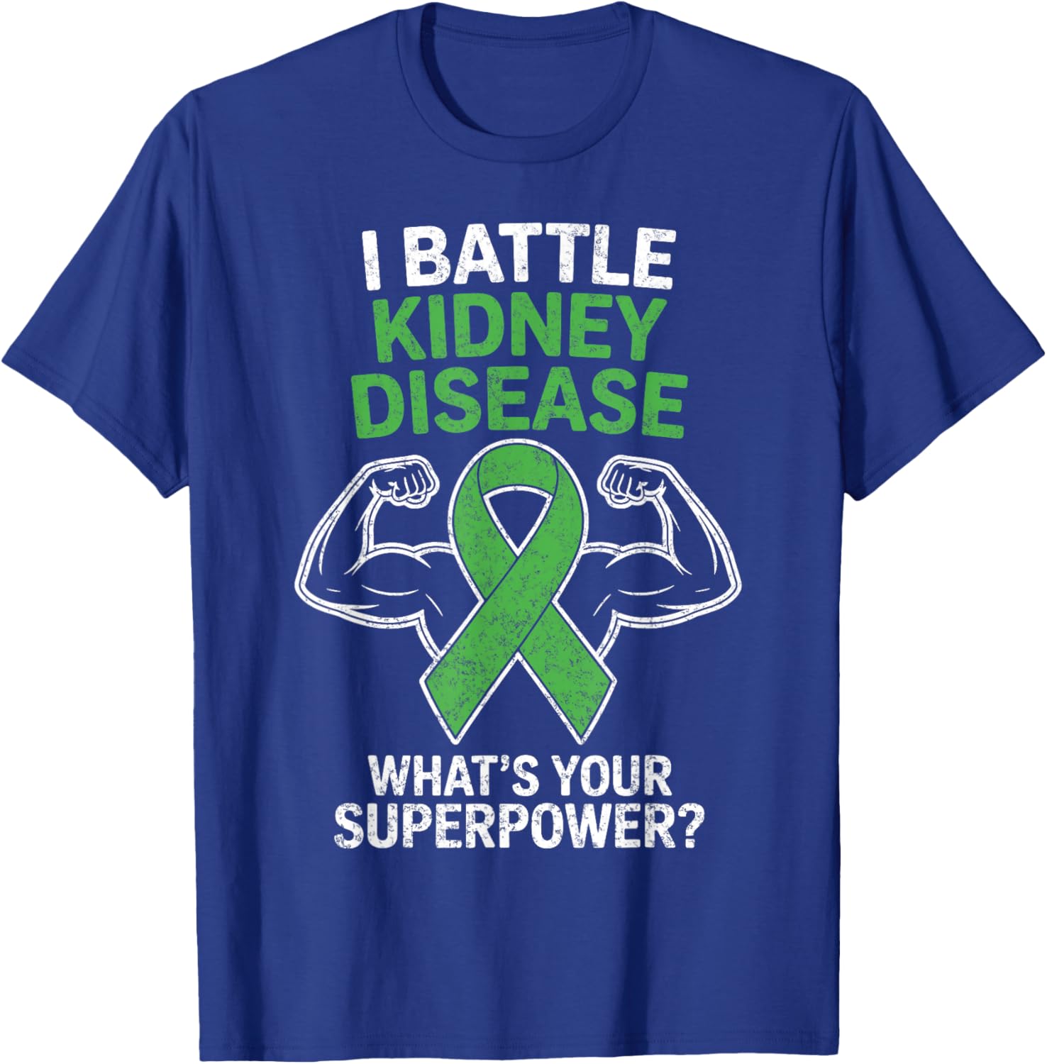 I Battle Kidney Disease Awareness Ribbon CKD Fighter Warrior T-Shirt - T-Shirt | Royal