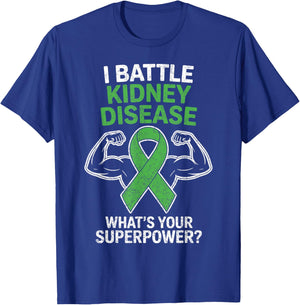 I Battle Kidney Disease Awareness Ribbon CKD Fighter Warrior T-Shirt - T-Shirt | Royal