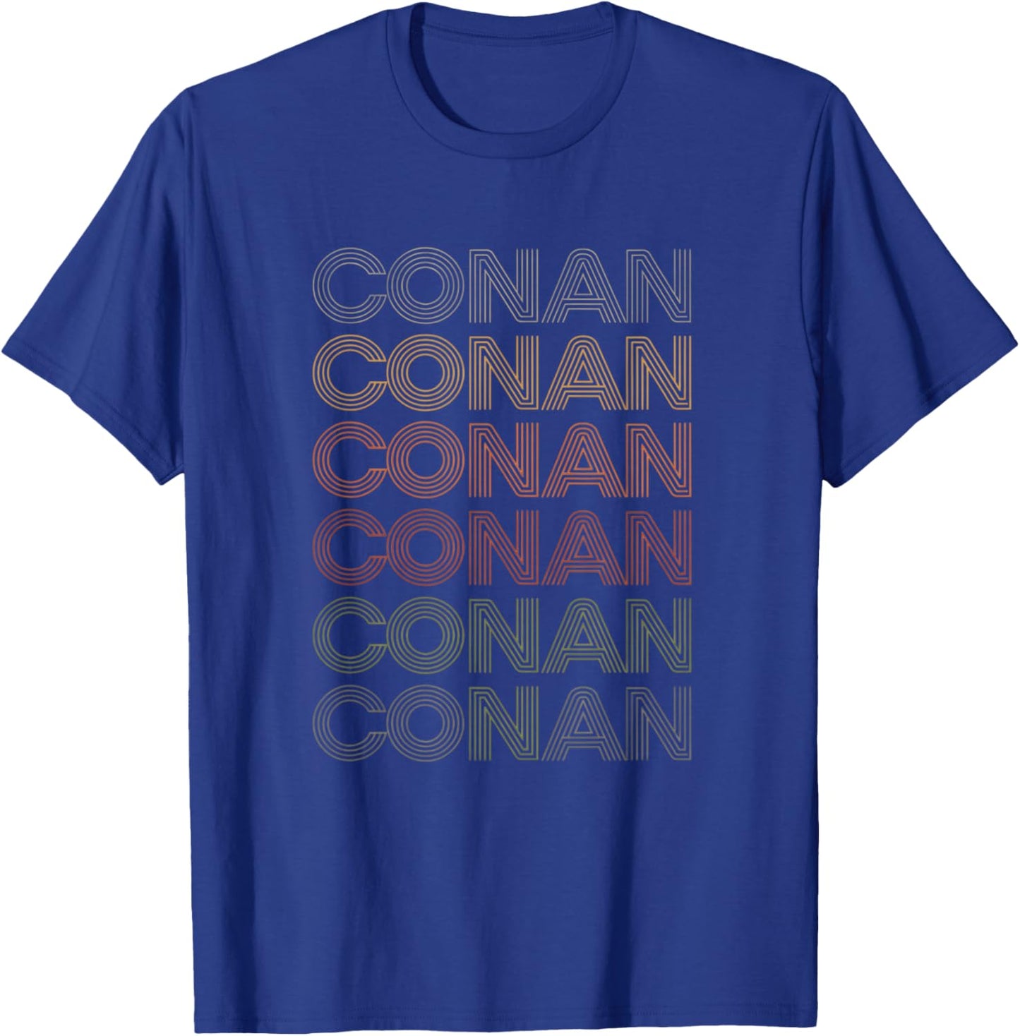 Names Conan Retro Stacked Line Name Design T-Shirt - T-Shirt | Royal