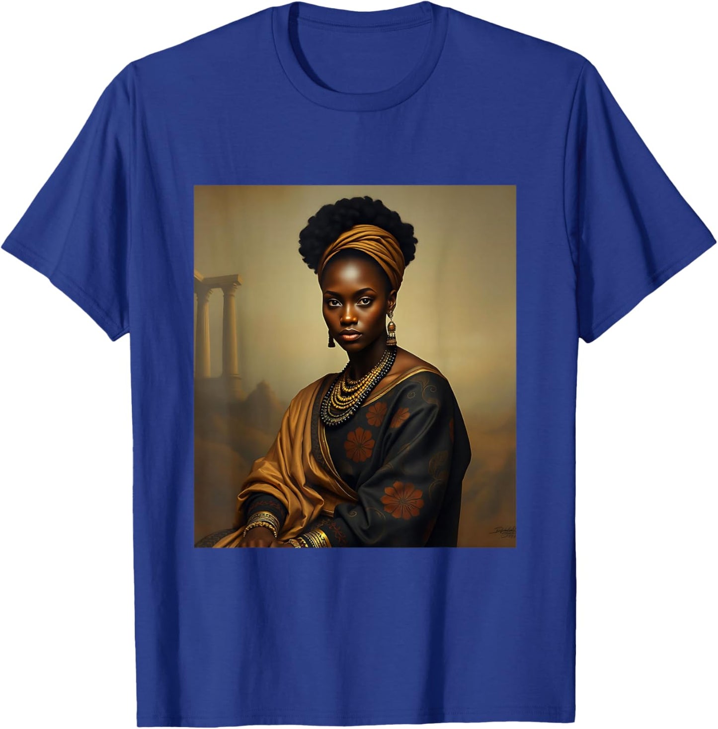 Black Melanated Mona Lisa African American History Month T-Shirt - T-Shirt | Royal