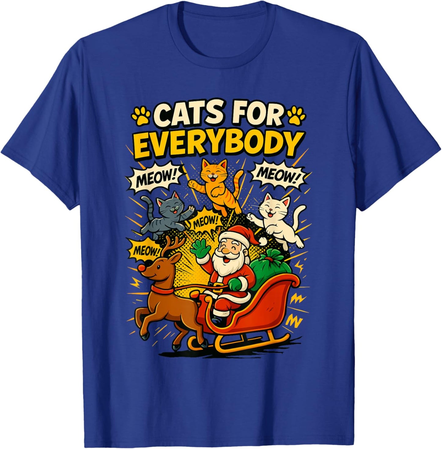 Cats for Everybody Christmas Shirt Men, Funny Santa Cat Dad T-Shirt - T-Shirt | Royal