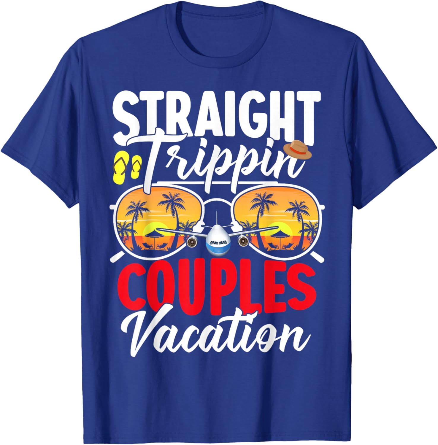 Straight Trippin Couples Trip 2026 Beach Summer Vacation T-Shirt - T-Shirt | Royal