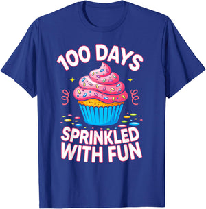 100 Days Sprinkled with Fun Donut Girls Kids 100th Day T-Shirt - T-Shirt | Royal