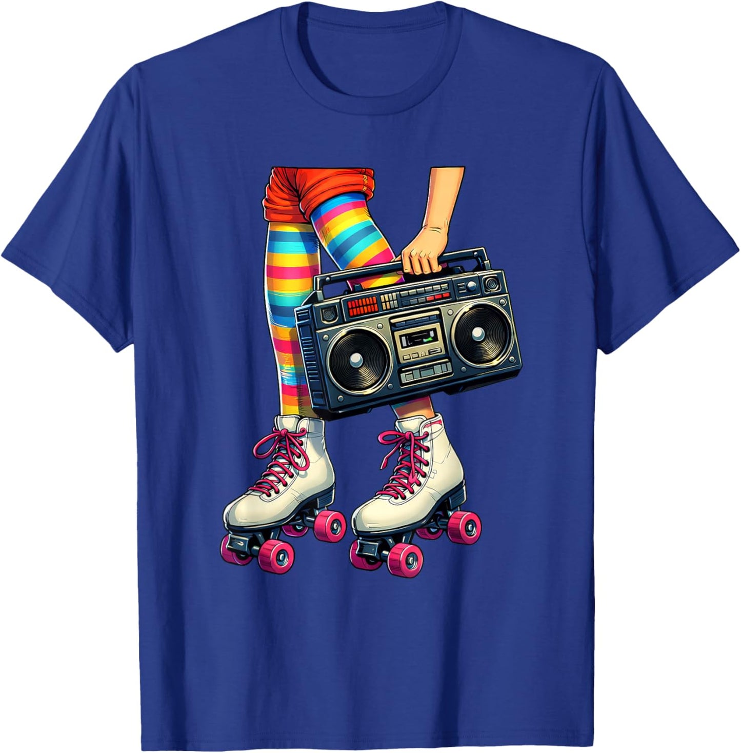 Old School Hip Hop Roller Skates Boombox Fun Times Throwback T-Shirt - T-Shirt | Royal