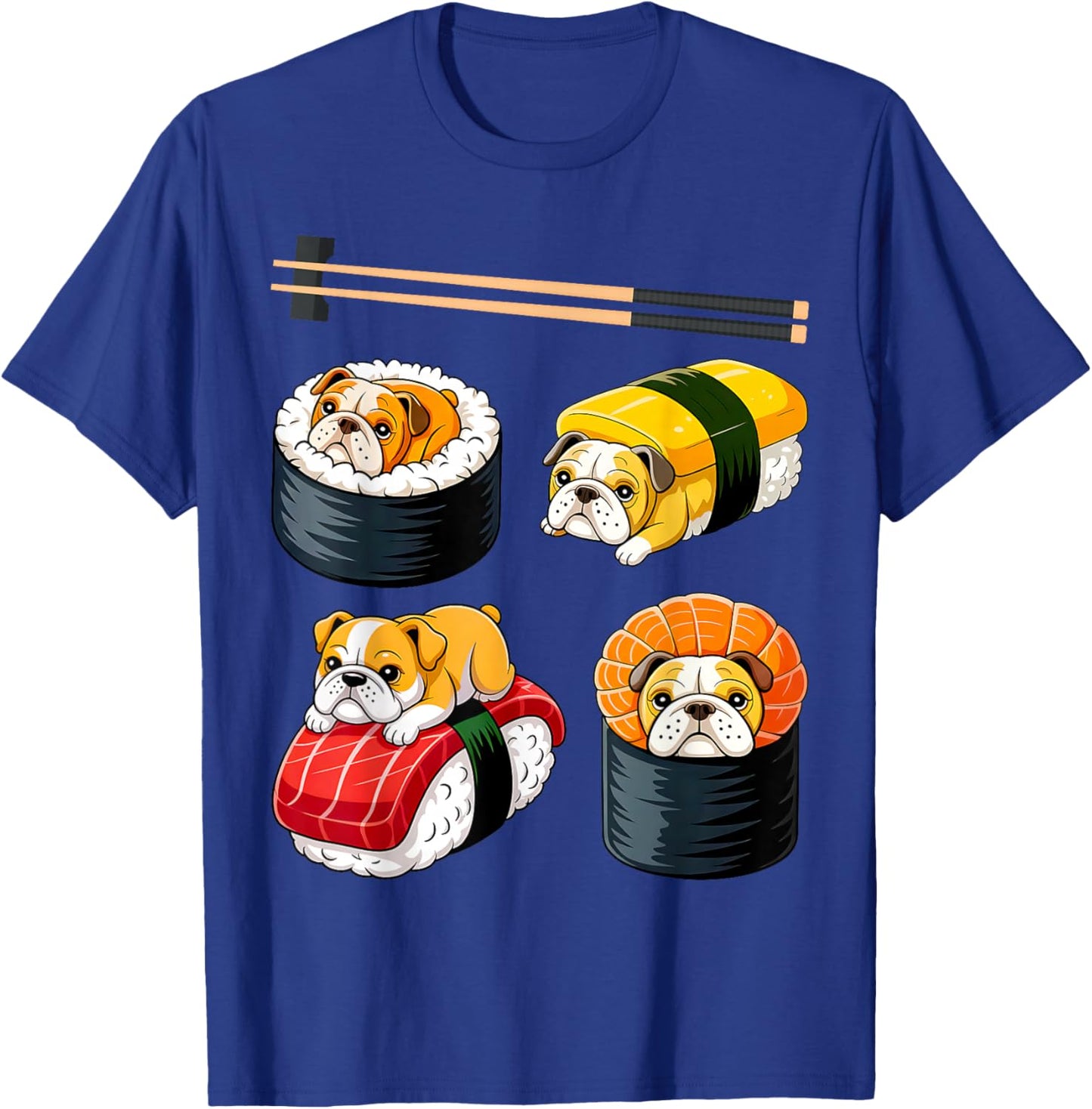 Sushi English Bulldog Funny T-Shirt - T-Shirt | Royal