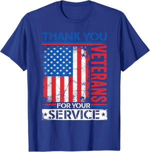 Thank You Veterans American Flag Patriotic Men Women T-Shirt - T-Shirt | Royal