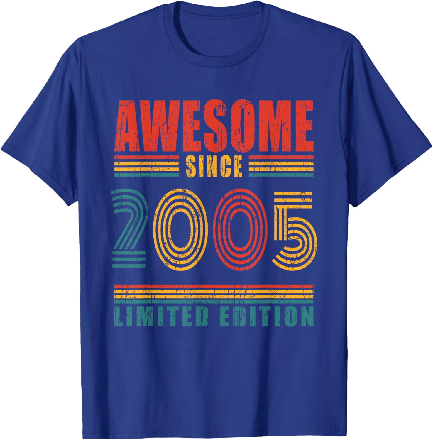 21th Birthday Awesome Since 2005 Vintage 21 Birthday T-Shirt - T-Shirt | Royal