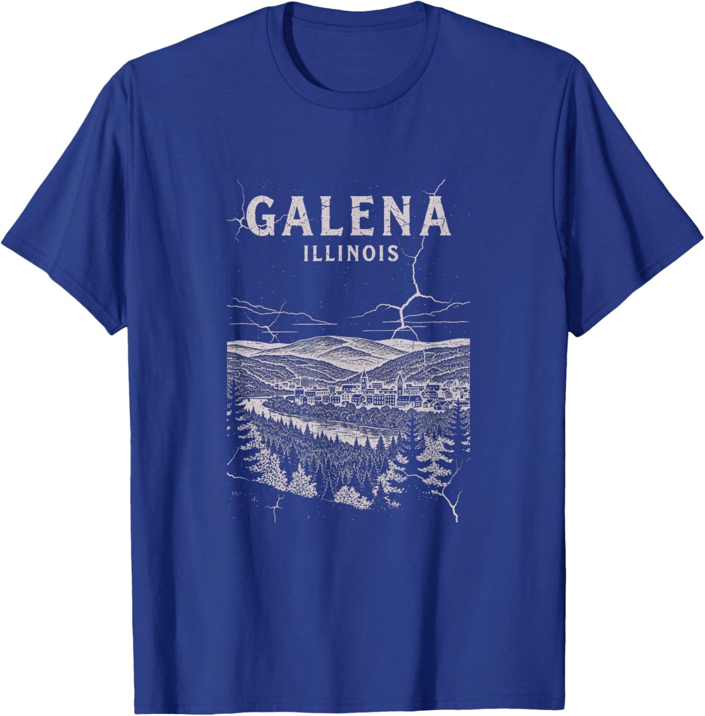 Vintage Galena Illinois Drawing Art Design T-Shirt - T-Shirt | Royal