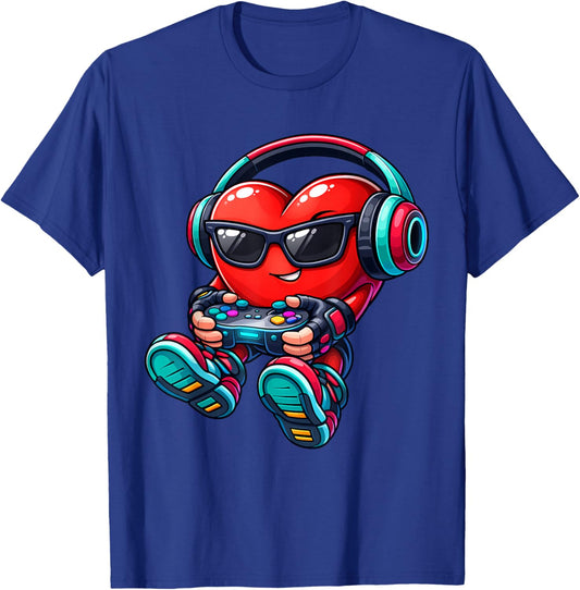 Video Game Heart Gamer Valentines Day for Teen Boys Girl Kid T-Shirt - T-Shirt | Royal