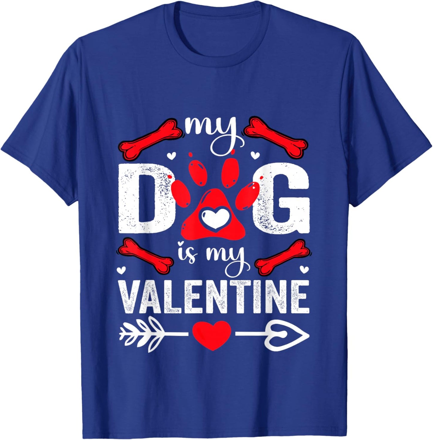 My Dog is My Valentine Cute Cat Heart Love Romantic Hearts T-Shirt - T-Shirt | Royal