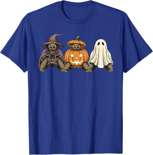 Spooky Ghost Sulcata Tortoise Lover Pumpkin Halloween T-Shirt - T-Shirt | Royal