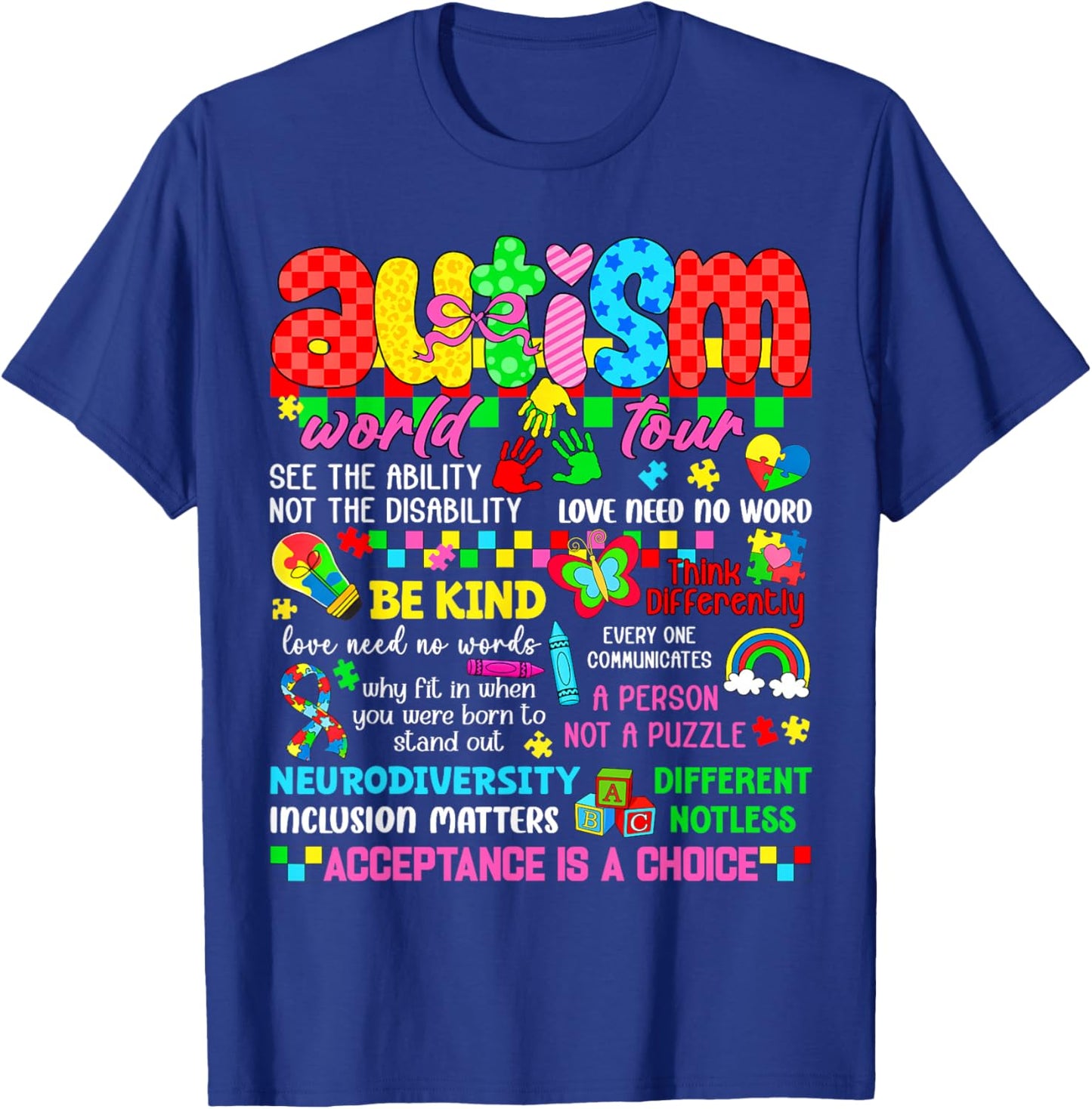 Autism Awareness Leopard Puzzle Autistic Men Women Kid T-Shirt - T-Shirt | Royal