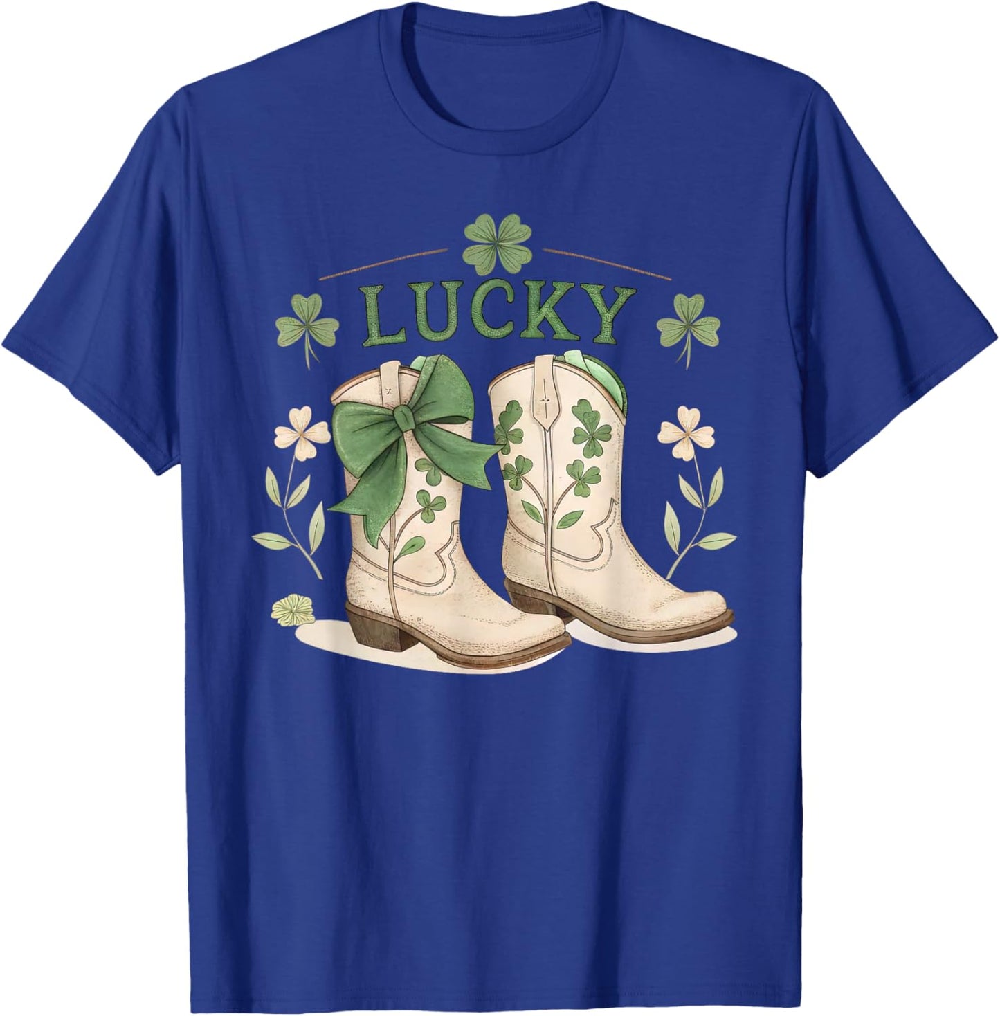 Coquette Cowgirl Boots Lucky Bow St Patricks Day Western T-Shirt - T-Shirt | Royal