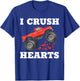 Monster Truck Teens Kids Boys I Crush Heart Valentines Day T-Shirt - T-Shirt | Royal