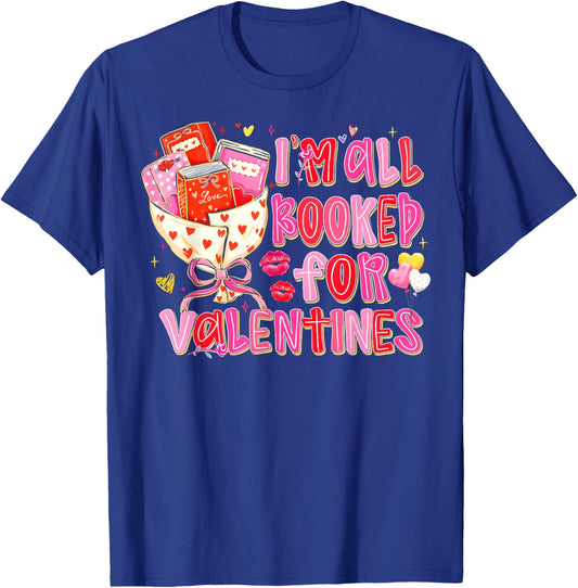 Valentines All Booked for Valentines Book Lovers Teacher Kid T-Shirt - T-Shirt | Royal