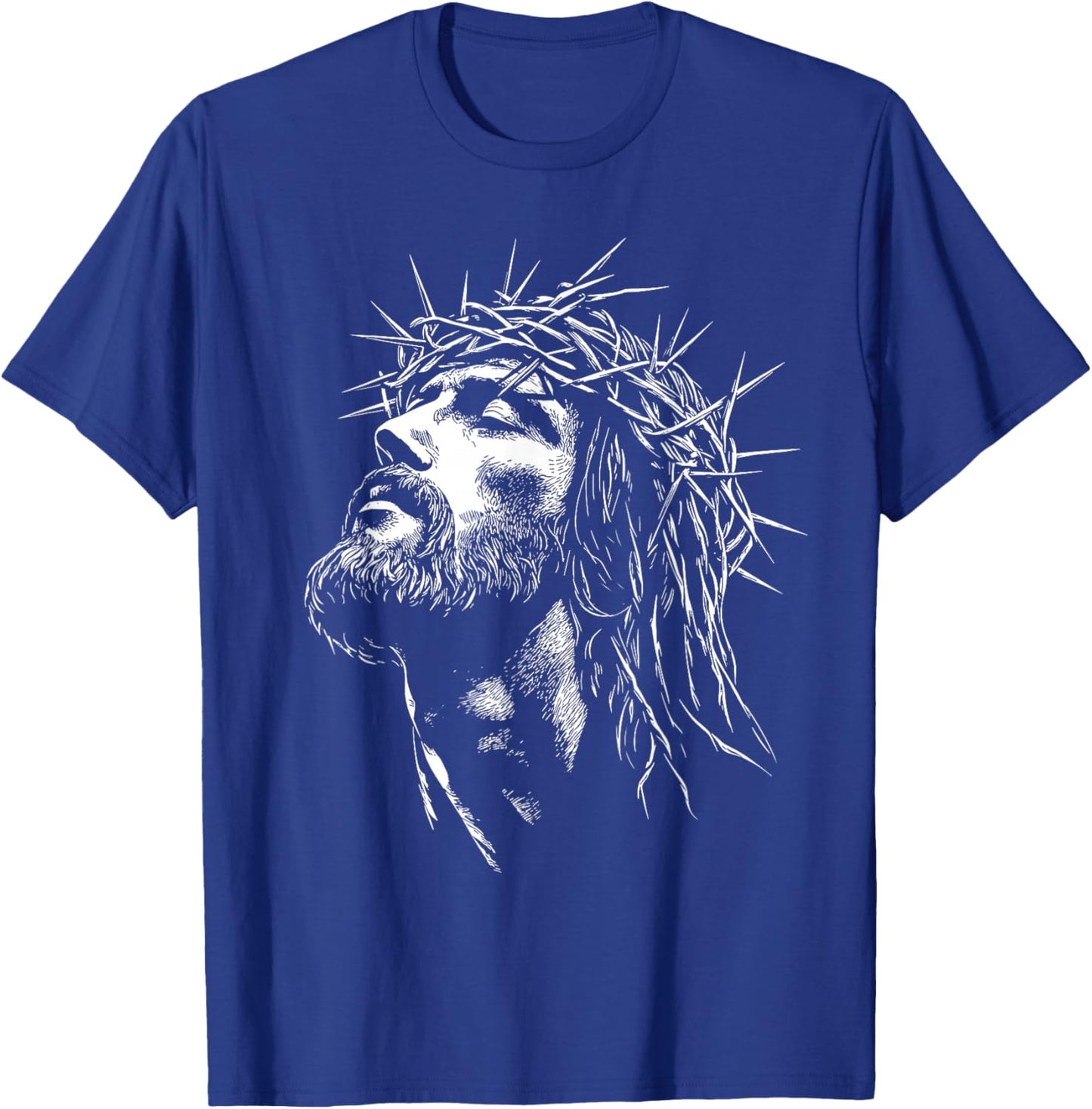 Jesus Christ with Crown of Thorns Jesus Graphic T-Shirt - T-Shirt | Royal