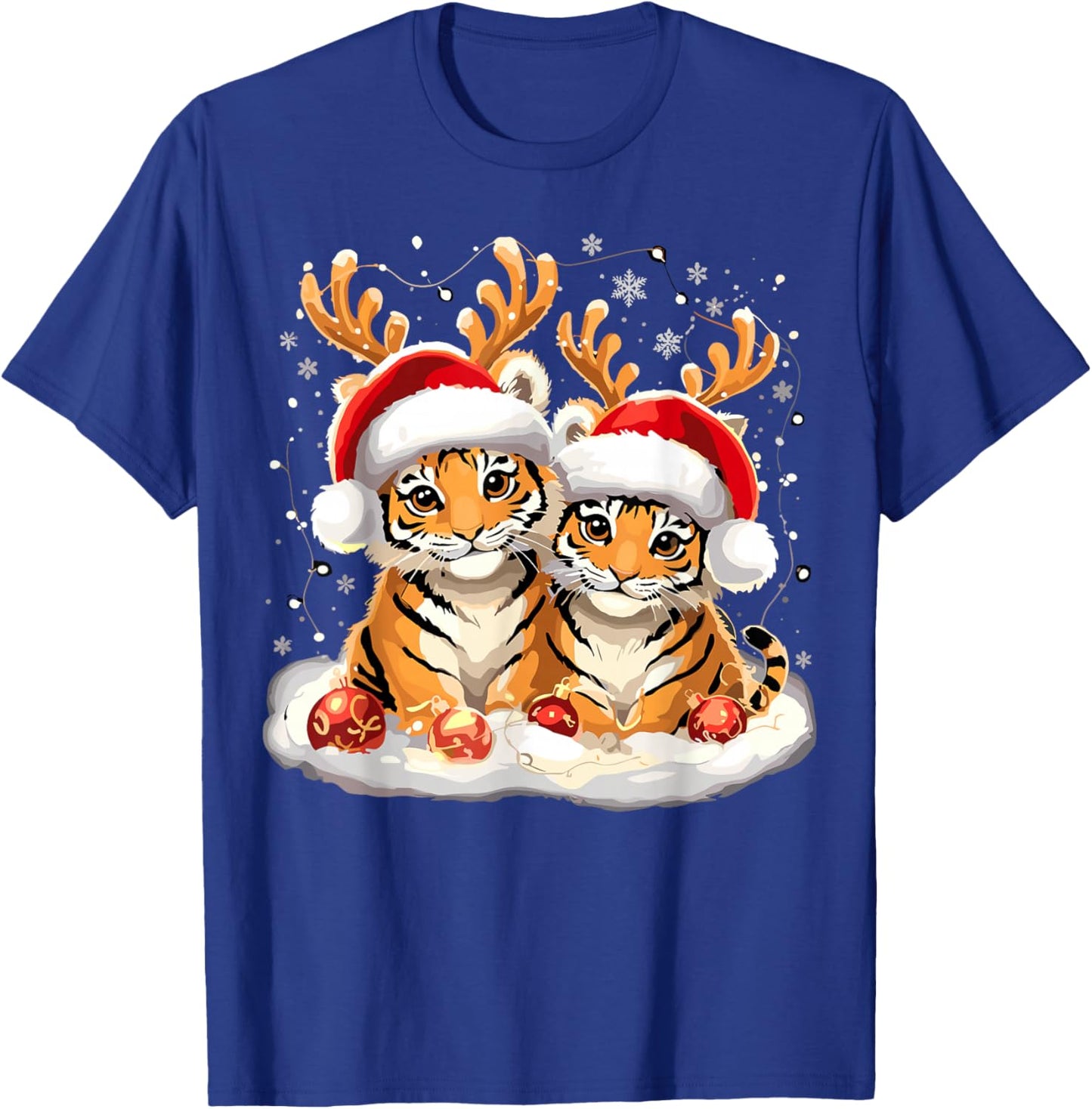 Tiger Reindeer Christmas Xmas T-Shirt - T-Shirt | Royal