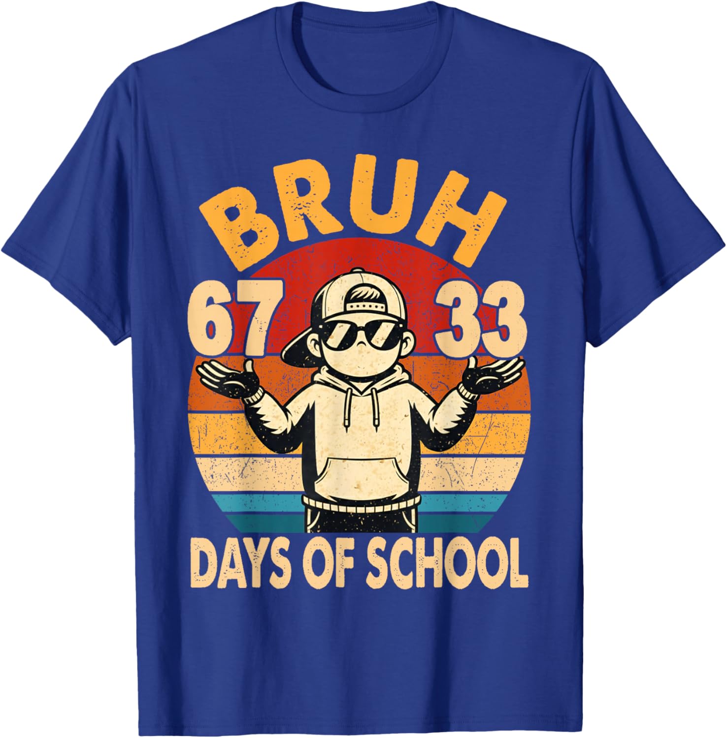 100th Bruh 67 33 Days of School Boys Kids 100 Days of School T-Shirt - T-Shirt | Royal